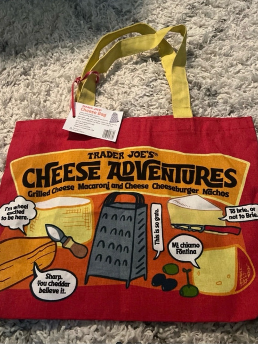 Trader Joe’s Cheese Adventures Tote Bag - Red & Yellow